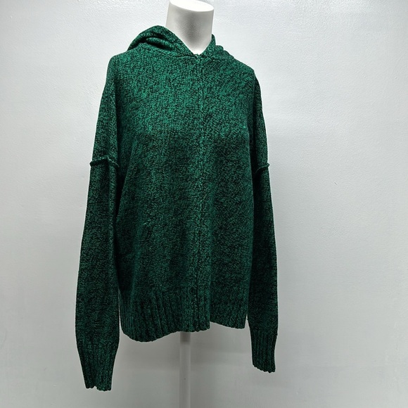 T Alexander Wang Hooded Knit Wool Sweater Oversized Green Black Women's Size XS - Picture 1 of 7